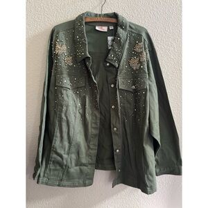 Quacker Factory Bedazzled Canvas Jacket Women’s Size 3X